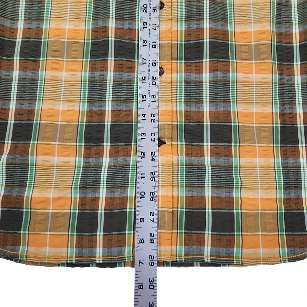 The North Face M Orange Plaid Short Sleeve Button Down Hiking Outdoor Gorpcore M